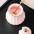 thumbnail image 2 of Sugar Bowl With Lid And Spoon, Ceramic Sugar Storage Jar, Porcelain Sugar Pot-Pink-300ml, 2 of 7