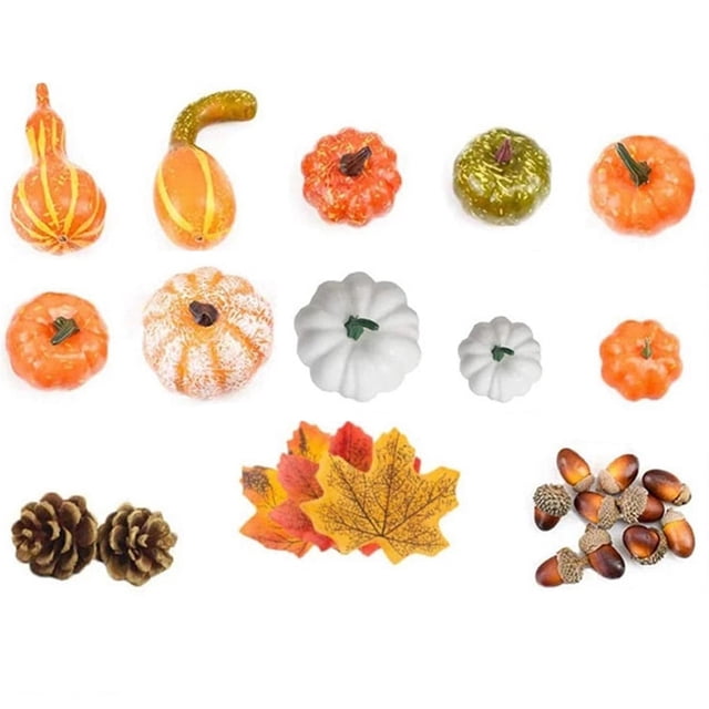 Artificial Pumpkins Set Realistic Lifelike Faux Pumpkins Decor for Halloween