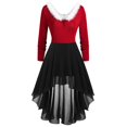 thumbnail image 1 of TJAZFJPA Robe Maxi Noire pour Femmes, Patchwork de Noël, Col en V, Manches Longues, Asymétrique, Robe de Campagne à Carreaux pour Femmes, 1 of 7