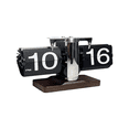 thumbnail image 1 of Modern Automatic Page-Flipping Clock, 12-Hour AM/PM Display, Stainless Steel & ABS Construction, White/Black Finish, Battery-Powered (D Battery Not Included), Accurate to ±90 Seconds/Month,, 1 of 6