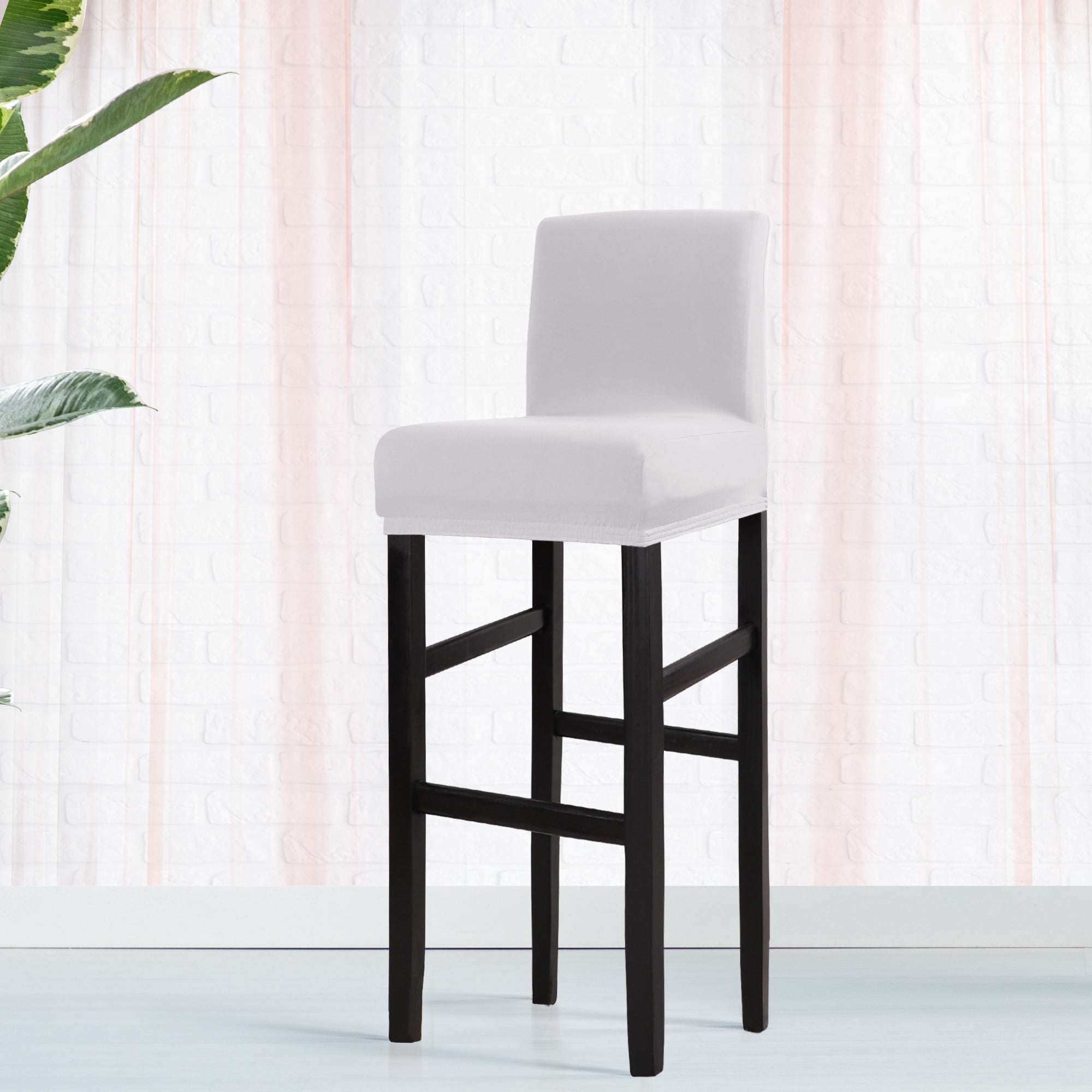 PiccoCasa Stretch Spandex Bar Stool Cover for Short Back Chair Silver Grey 1