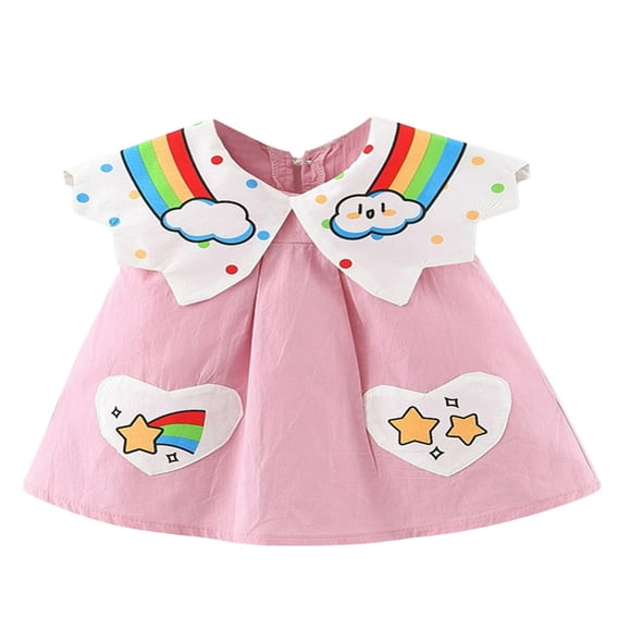 Baby Girls A-line Dress Sleeveless Rainbow Cloud Heart Patchwork Dress