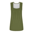 thumbnail image 4 of Timegard Débardeurs pour Femmes Couleur Unie Encolure Carrée Plissé Sans Manches Chic Décontracté Tunique Haut T-Shirt Basique, 4 of 6