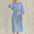thumbnail image 1 of Fshaion Robe d'Été pour Femmes 2024 Grande Taille Col Rond Ample Manches Courtes Unie Mi-Mollet Robe Longue Liquidation à Moins de 10!, 1 of 8