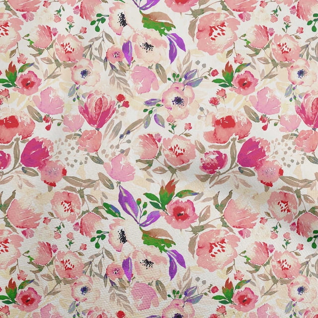 oneOone Tissu Polyester Spandex Fuchsia Rose Matériel de Robe Florale Tissu Imprimé Tissu au Mètre 56 Pouces de Large-P1