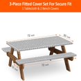 thumbnail image 4 of Picnic Table Cover With Bench Covers   Fitted Table Covers Vinyl Tablecloth with Flannel Backing For 6 Foot Tables  Elastic Edge Waterproof for Home Goods Indoor Outdoor Patio  Black Whit, 4 of 7