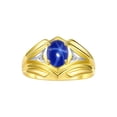 thumbnail image 1 of RYLOS Men's Rings 14K Yellow Gold Rings Classic Designer Style 9X7MM Gemstone &  Diamond Ring Blue Star Sapphire September Birthstone Rings For Men, Size 11, 1 of 7