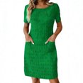 thumbnail image 2 of Mceream Robes pour Femmes Été Décontracté 2026 Élégantes Robes Courtes Col Rond Manches Courtes Robe Midi Coupe Ample Robes Droites Mode Vacances Plage Robe d'Été Vert P, 2 of 7