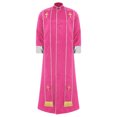 thumbnail image 2 of Moggemol Robe de Clergé d'Église pour Homme avec Étole Costume de Prêtre pour Jeu de Rôle Manches Longues Croix Dorée Soutane Rose P, 2 of 7