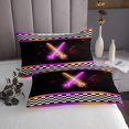 thumbnail image 3 of Erosebridal Lightsaber Sports Coverlet Set Queen, Orange Purple Bedding Set, Checkered Decor 3 Pieces, 3 of 5