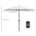 thumbnail image 3 of Outsunny 10' x 8' Round Market Umbrella, Patio Umbrella, White, 3 of 10