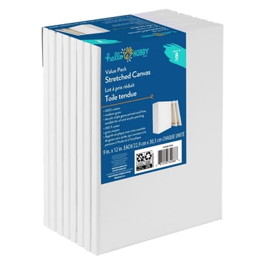 HELLO HOBBY STRETCHED CANVASES 8 PACK VALUE PACK 9 in. x 12 in. EACH