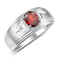 thumbnail image 3 of RYLOS Men's Rings Sterling Silver Classic 8X6MM Oval Gemstone &  Diamond Ring Garnet January Birthstone Rings For Man Silver Rings Size 10, 3 of 7