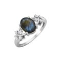 thumbnail image 1 of Bague de Fiançailles pour Femmes en Argent Sterling 925 8X6 mm Forme Ovale Labradorite, 1 of 3