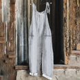 thumbnail image 2 of Lenpel Women's Jumpsuits Plus Size Sleeveless Spaghetti Strap Striped Plaid Straight Leg Rompers Causal Loose Overalls with Pockets, 2 of 5