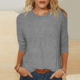 thumbnail image 2 of Penkiiy Hauts pour Femmes Manches 3/4 Col Rond Blouses Décontractées Amples 3TG Gris, 2 of 6