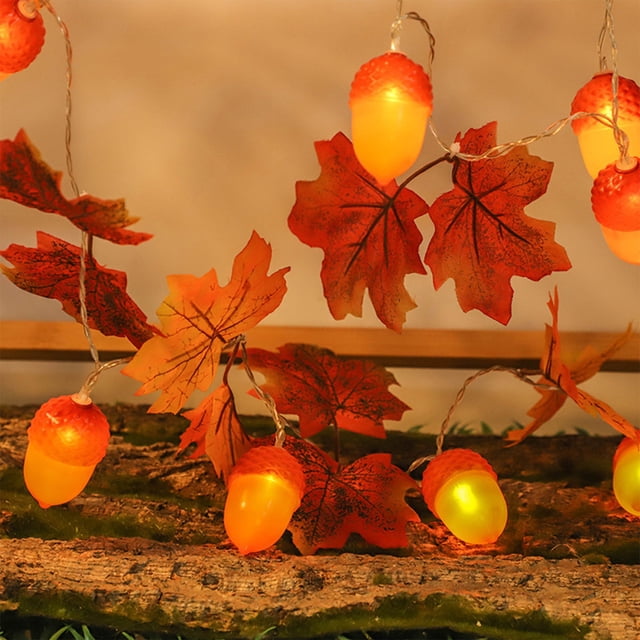 TaTaai Gift Fall Decor Maple Leaves Acorn Lights String, Fall String Lights Plug in with LED Maple Leaf Acorn Light for Home Porch Fireplace Autumn Harvest Party Thanksgiving Decor