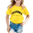 thumbnail image 1 of AJIWYH Chemises à Manches Courtes pour Filles, T-Shirt à Manches Courtes Ample à Col Rond Imprimé Décontracté Mode pour Garçons et Filles, Polos à Manches Courtes pour Filles de 7-8 Ans, Jaune, 1 of 3