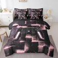 thumbnail image 1 of YST Gaming Bedding Comforter Set, 7-Piece, Abstract Gradient Checkered, King, Black and Pink, 1 of 4