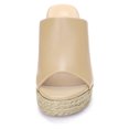 thumbnail image 2 of BLISSFUL STEP Chaussures pour Femmes Talon Compensé Bout Ouvert Espadrilles Mules à Plateforme Beige 9, 2 of 7