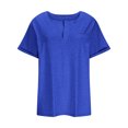 thumbnail image 4 of Dealovy Hauts Grande Taille pour Femmes Col en V Manches Courtes Roulées Blouse Ample Basique Confortable, 4 of 6