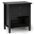 thumbnail image 1 of SIMPLIHOME Warm Shaker 24 inches Wide Night Stand, Bedside table, Black SOLID WOOD, Rectangle, with Storage, 2 Drawers and 1 Shelf, For the Bedroom, Transitional, 1 of 2