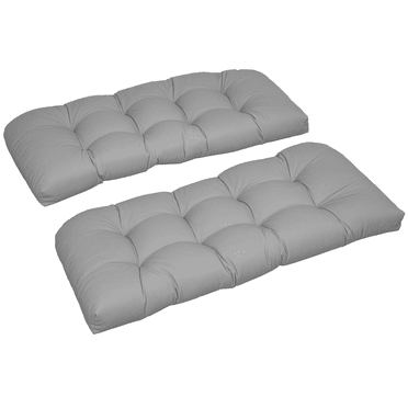 Outsunny Coussins de Banc de Patio 2 Pcs Coussin de Causeuse d'Extérieur 2 Places Gris