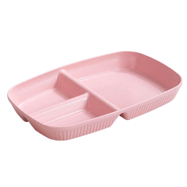 yulier Assiette Compartimentée en Plastique, Assiette Incassable en Paille de Blé à 3 Compartiments, Assiette de Souper Légère Réutilisable, Compatible Micro-Ondes et Lave-Vaisselle