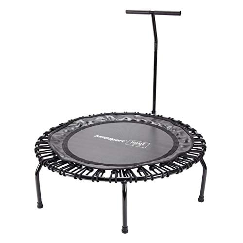 JumpSport Home Fitness Trampoline Professionals Choice No-Tip Arched Legs Built-in Handlebar Virtually Silent Bounce 44 Inch Diameter Frame, Black