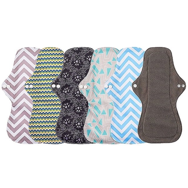 LOVEVER For Heavy Flow Bamboo Charcoal Reusable Menstrual Pads - Reusable Sanitary Pads | Reusable Panty Liners | Soft Cloth Menstrual Pads - 5 Pack Reusable Menstrual Pads (Extra Large)