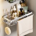 thumbnail image 1 of LSLJS Shower Caddy Shelf Organizer Rack, Bathroom Shelf Organizer Shower Caddy Kitchen Spice Rack Wall Mounted No Drilling,Rustproof Storage Organizer with Hooks, Storage Rack, 1 of 8