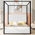 thumbnail image 3 of Noble House Queen Size Upholstery Canopy Platform Bed with Headboard and Metal Frame,White, 3 of 10