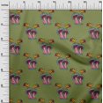 thumbnail image 2 of oneOone Viscose Chiffon Fabric Bird & Mushroom Block Printed Fabric 1 Yard 42 Inch Wide, 2 of 4