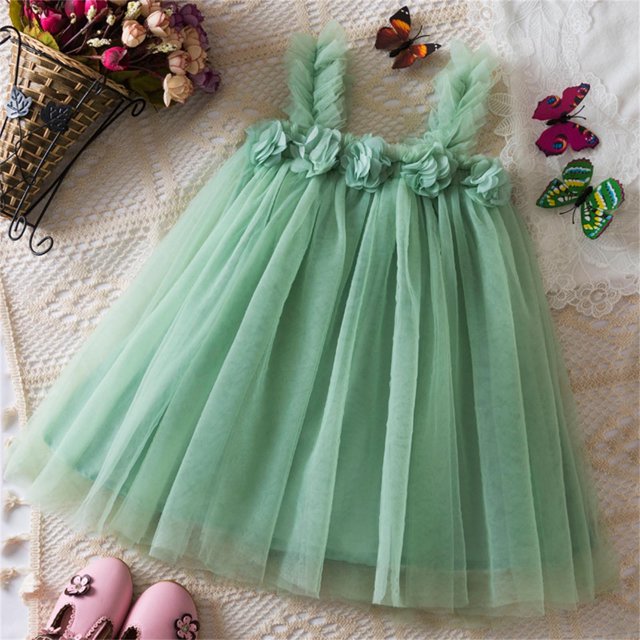 LOVZFMLL Jupe Princesse en Dentelle Sans Manches à Volants Col Rond Broderie Nœud pour Filles Été