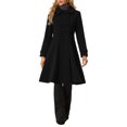 thumbnail image 2 of INSPIRE CHIC Women's Vintage Solid A Line Double Breasted Collared Winter Overcoat XS Black, 2 of 5