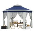 thumbnail image 1 of 13x13 ft Pop-Up Gazebo, One-Click Instant Outdoor Tent with Mosquito Net, 3 Height Adjustable, Heavy Duty Frame, Wheeled Bag, 1 of 6