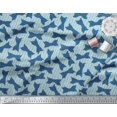thumbnail image 2 of Soimoi Blue Velvet Fabric Bow & Stripe Print Sewing Fabric Yard 58 Inch Wide, 2 of 5