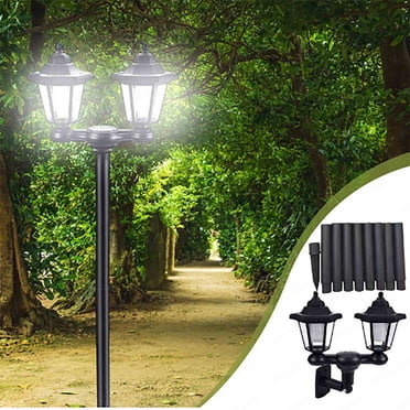 Solar Lights Outdoor,Outdoor Post Lights Waterproofs Decorative Floor Lamp Vintage for Patio Garden Backyard Front/Back Door Two Post Headlights Solar Floor Lamps 170Cm/67In