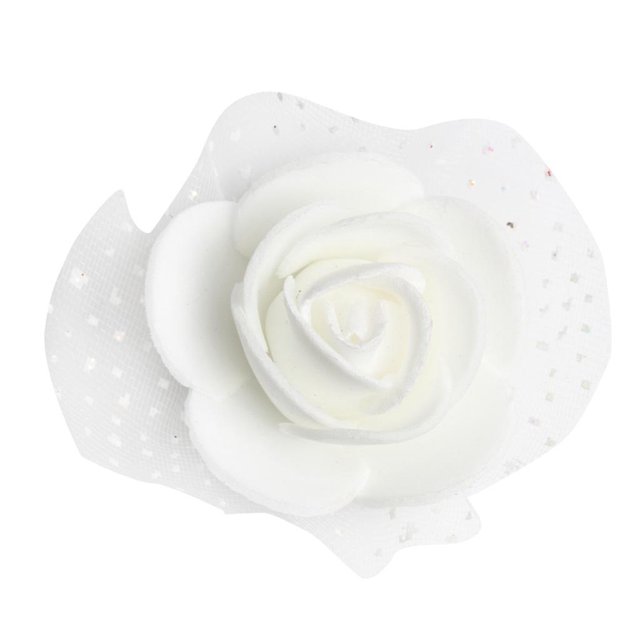 GUOOL Pack of 100 Artificial Roses DIY Wedding Valentine's Day Bouquets Hairband White