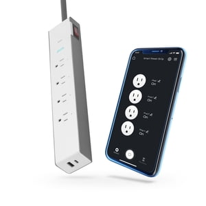 Wi-Fi Smart 4-Outlet Grounded Independently Controlled Surge Protector 2 USB Port Power Strip, No Hub Required, Voice Activated, 4ft Cord, White