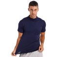 thumbnail image 2 of Xnihocha 3 Pack Men's Mock Neck Short Sleeve T-shirt Athletic Running Gym Workout Basic Tee Tops Blue L, 2 of 7