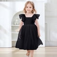 thumbnail image 1 of Elegant Girls Dresses Backless Tutu Ruffle Short Sleeve Square Neck Design for Kids Wedding and Special Events Clothing, 1 of 3