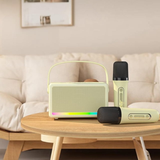 Portable Outdoor Karaoke Speaker Mini Wireless Microphone Home Sing Microphone Integrated Machine Bluetooth Speaker With Two Microphones