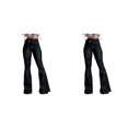 thumbnail image 1 of pitrice Women Wide Leg Jeans High Waist Flared Pants Solid Color Strap Spring Summer Hip-Lifting Ladies Trousers For Office Black S 2Set, 1 of 6