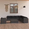 thumbnail image 1 of vidaXL 9 Piece Garden Lounge Set with Cushions Poly Rattan Grey, 1 of 5