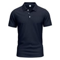 thumbnail image 1 of Men's Solid Color Lapel Short Sleeve Shirt - Polyester, Casual Loose Fit, Button Design, Outdoor Indoor Wear, 1 of 6
