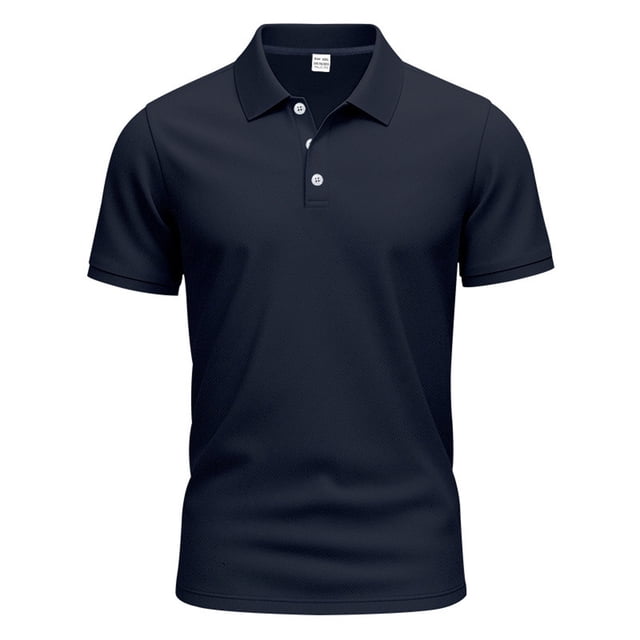 Men's Solid Color Lapel Short Sleeve Shirt - Polyester, Casual Loose Fit, Button Design, Outdoor Indoor Wear