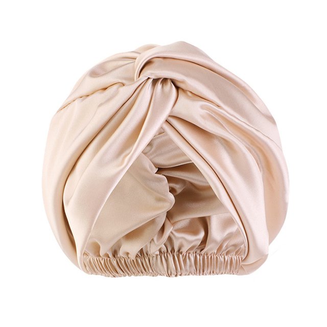 CSChome Sleeping Hat Hair Care Adjustable Satin Faux Silk Bonnet Front Knot Back Adjustable Buckle Large Long Curly Hair Wrap Elastic Drawstring Beauty Hat