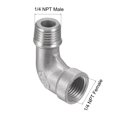 thumbnail image 2 of Unique Bargains Raccord de Tuyau Coudé à Filetage Mâle vers Femelle 1/4 NPT en Acier Inoxydable 304, 2 of 5