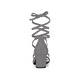 thumbnail image 4 of BLISSFUL STEP Women's Open Toe Lace up Sandals Mid Block Heels Sandals Grey 6, 4 of 8
